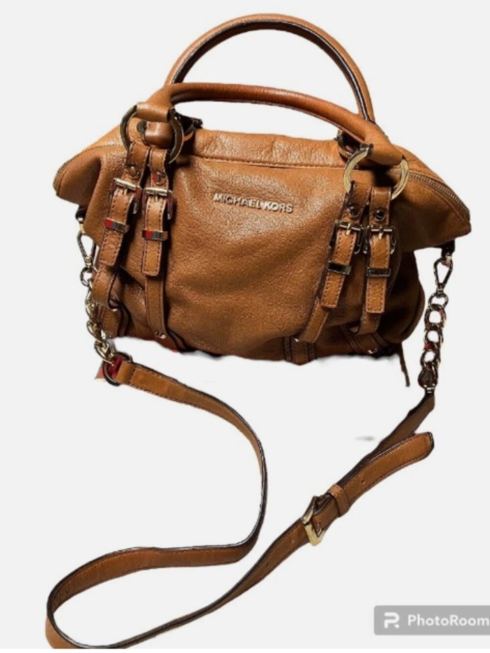 MICHAEL KORS BEDFORD COGNAC LEATHER SHOULDER BAG